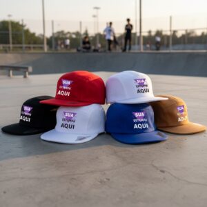Boné Personalizado 5 Five Panel Classic Hats Nome Frase Logo Skate Esporte Corrida