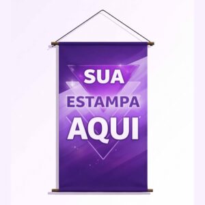 Banner Personalizado Lona Brilho Com Bastão e Corda