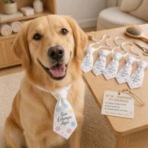 Kit 10 Gravatas Pet Personalizadas em Cetim Premium - Com Sua Logo