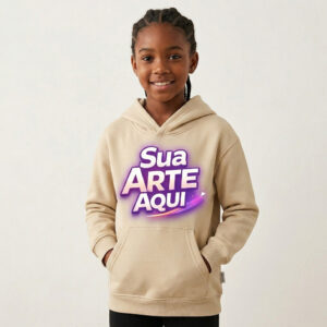 Blusa Moletom Personalizado Infantil Liso Com Capuz E Bolso Canguru