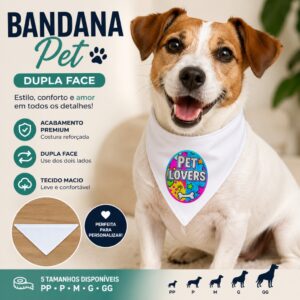 Bandana Pet Personalizada Dupla Face Com Sua Arte Nome Foto Frase Logo Vários Tamanhos